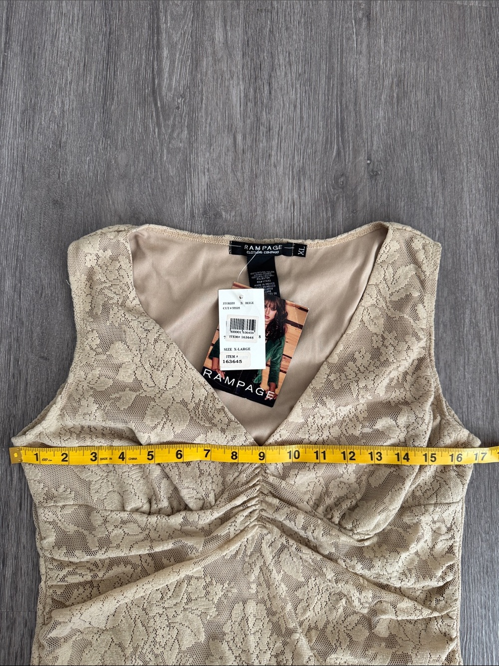 NWT Rampage Beige Lace V-Neck Ruched Camisole - Picture 6 of 7